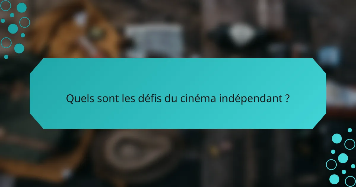 Quels sont les défis du cinéma indépendant ?