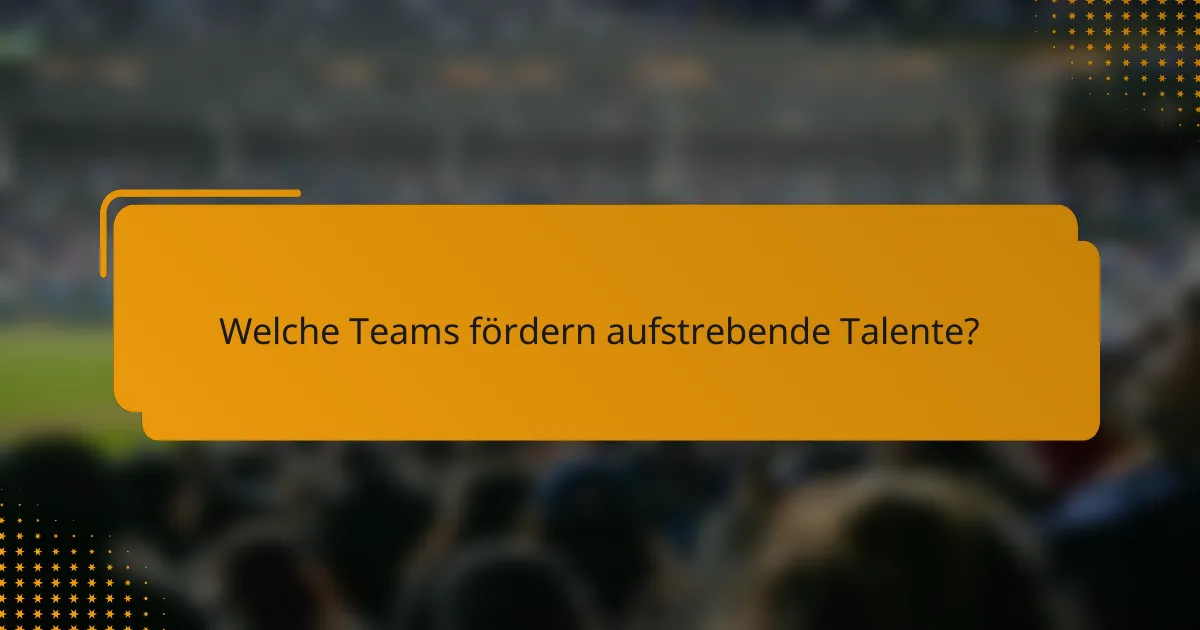Welche Teams fördern aufstrebende Talente?